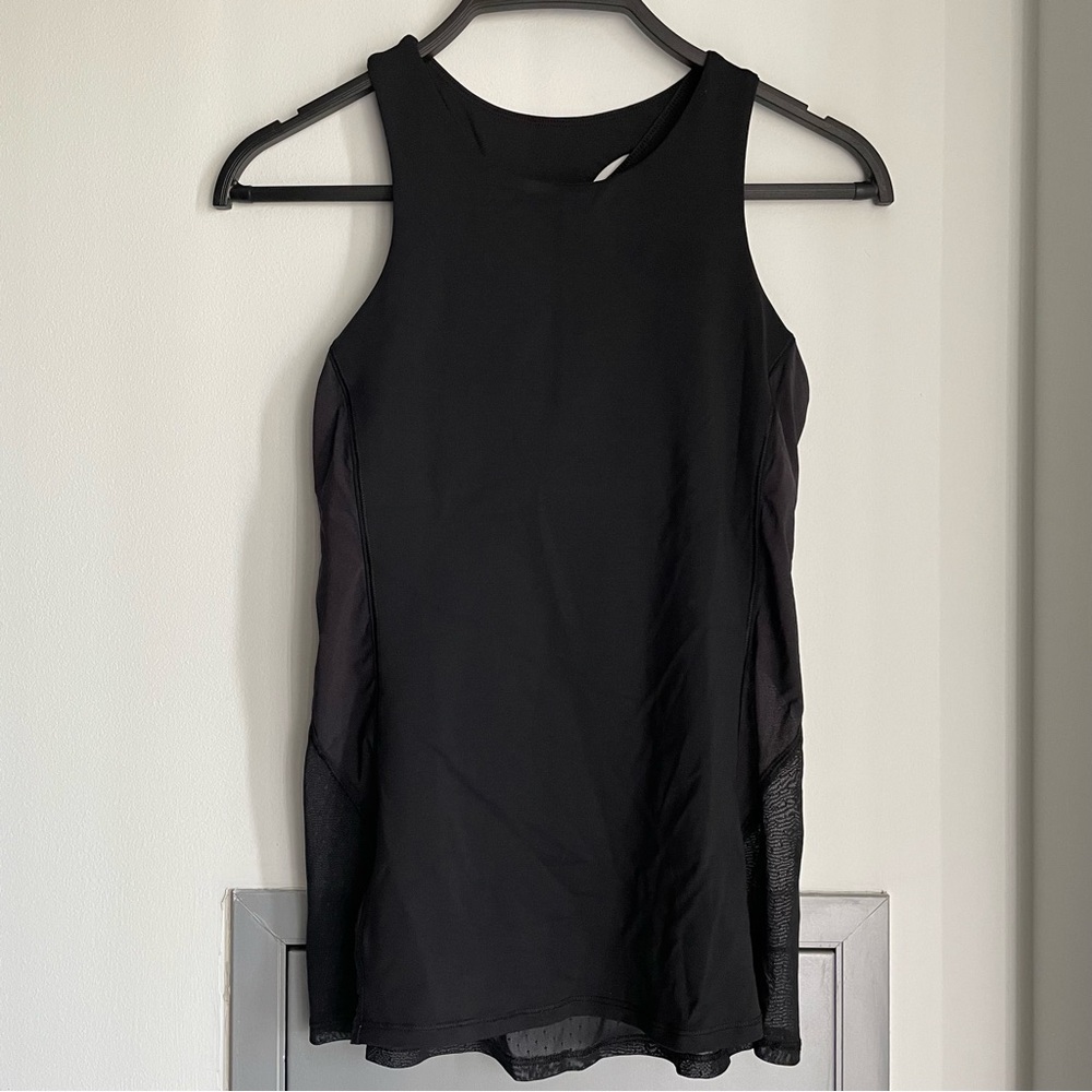 LULULEMON Black with Pockadot Mesh Detail Tank Top